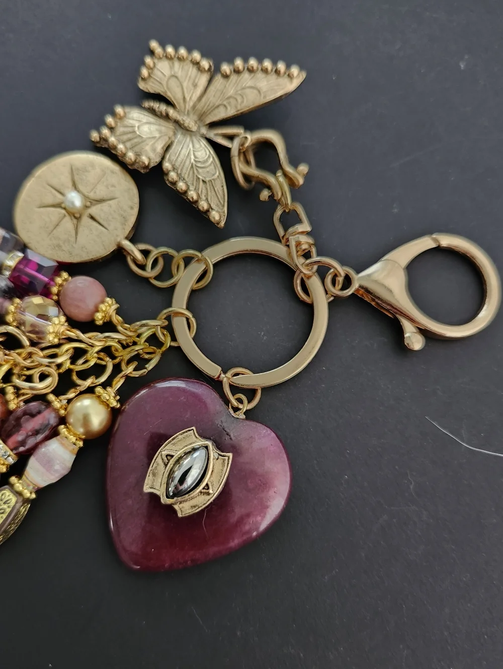 Upcycled Purse Charm or Keychain Dragon Agate Paper Glass Handcrafted